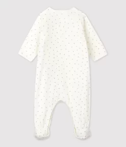 Petit Bateau Babies' Organic Cotton Sleepsuit Grey Star Marshmallow White/Multico White -Baby Product Shop image 1183