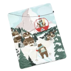 LA MILLOU TODDLER BLANKET - APRES - SKI TEDDY - FOREST GREEN
