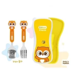 EDISON EDISON SPOON & FORK CASE SET FOR KIDS LION YELLOW