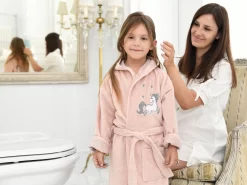 LA MILLOU BATHROBE BAMBOO SOFT - POWDER PINK - UNIVERSE OF UNICORN PINK -Baby Product Shop image 1528