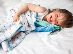 LA MILLOU TODDLER LIGHT BLANKET WITH FRINGERS - SANTORINI - NAVY -Baby Product Shop image 1704