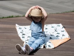 LA MILLOU TODDLER LIGHT BLANKET WITH FRINGERS - SANTORINI - NAVY -Baby Product Shop image 1708