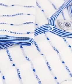 Petit Bateau PATTERNED KNIT COTTON SLEEPSUIT MARSHMALLOW White/PERSE Blue -Baby Product Shop image 19