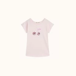 Bonpoint TEE SHIRT M/C AVEC SERIGRAPHIE CHERRY PINK