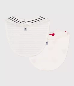 Petit Bateau PACK OF 2 COTTON BABY BIBS RED HEARTS -Baby Product Shop image 2657