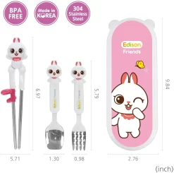 EDISON EDISON FRIENDS CHOPSTICKS EASY HARD CASE SET WITH FORK (RIGHT-HANDED)RABBIT -Baby Product Shop image 2845