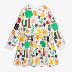 Stella Mccartney KID GIRL GARDENING PRINT LS DRESS