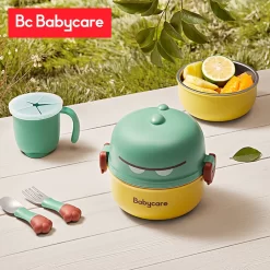 Babycare BC BABYCARE DINO PORTABLE TABLEWARE SET GREEN -Baby Product Shop image 3002