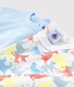 Petit Bateau Boys' Short-Sleeved Cat Print Organic Cotton T-Shirt - 2-Pack Dino -Baby Product Shop image 349