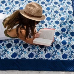 LA MILLOU WATERPROOF PICNIC BLANKET XXL 180x190 - SANTORINI - NAVY -Baby Product Shop image 3519