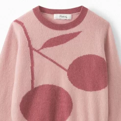 Bonpoint GIRLS' CASHMERE SWEATER WITH GIANT CHERRIES FADED PINK -Baby Product Shop image 5