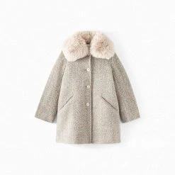 Bonpoint NOVELTY TWEED COAT FOR GIRLS GRAY
