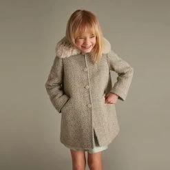 Bonpoint NOVELTY TWEED COAT FOR GIRLS GRAY -Baby Product Shop image 56
