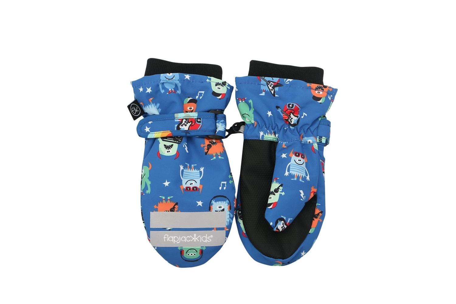Flapjackkids Flapjacks Water Repellent Ski Mittens Monsters Blue