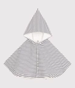Petit Bateau BABIES' SAILOR STRIPED COTTON CAPE WITH HOOD